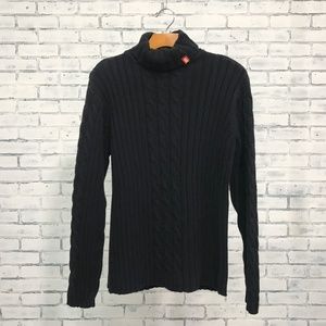 GUESS Cable Knit Black Turtleneck